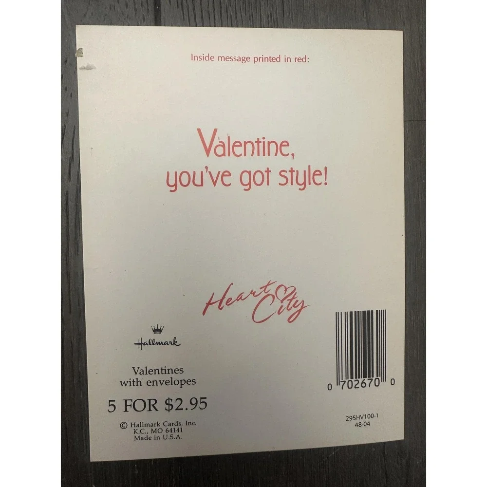 VTG 1980s Hallmark‎ Heart City Penguin Valentines 4 Cards Envelopes Red Die Cut